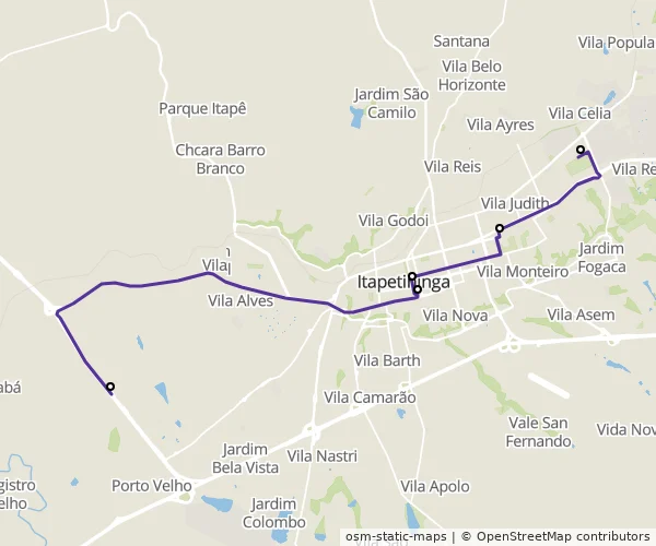 Mapa do itinerário da linha
